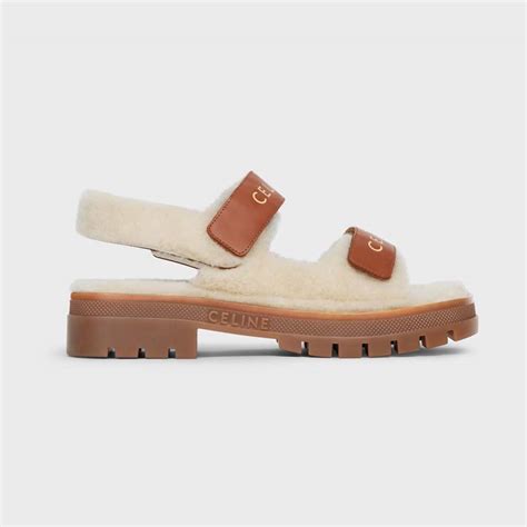 celine leo sandals|Women's Celine leo scratch sandals in shearling & calfskin.